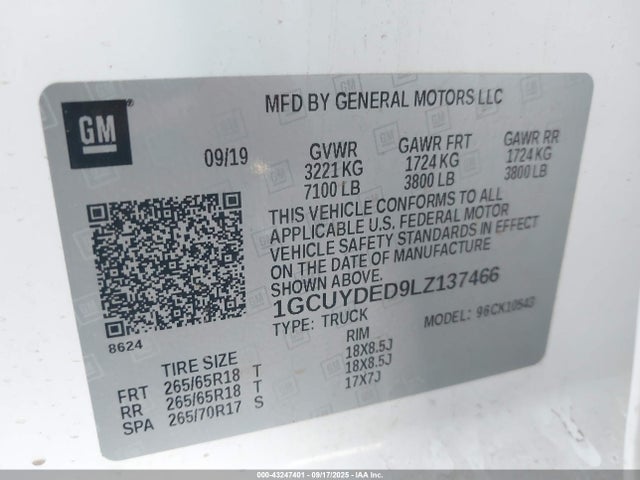 1GCUYDED9LZ137466 Chevrolet Silverado 1500 4wd Short Bed Lt
