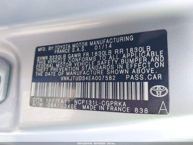 Toyota 1nz-fe 2014 VNKJTUD34EA007582 Image 9