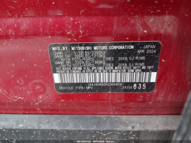 2024 MITSUBISHI OUTLANDER JA4J4VA82RZ064909 Photo 8