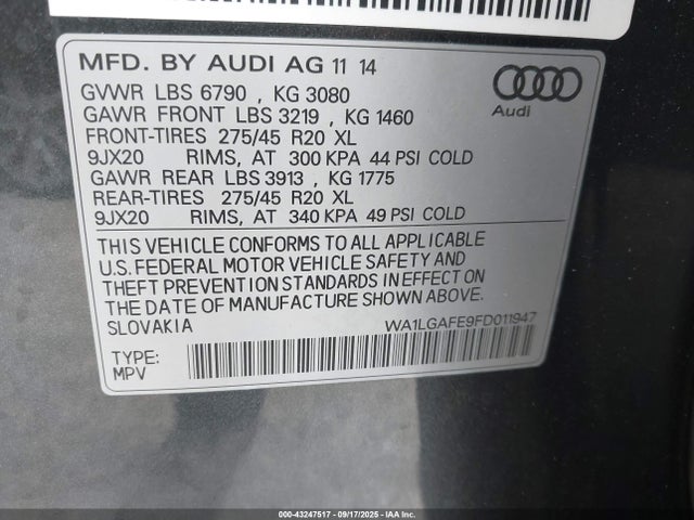 2015 AUDI Q7 WA1LGAFE9FD011947 Photo 8