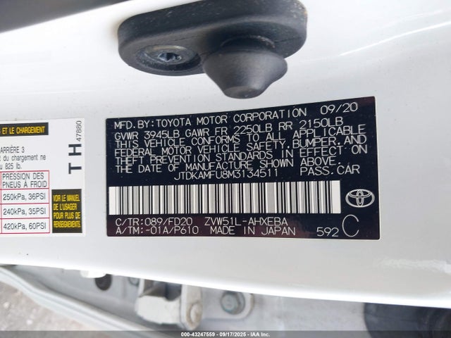 JTDKAMFU8M3134511 Toyota Prius Le