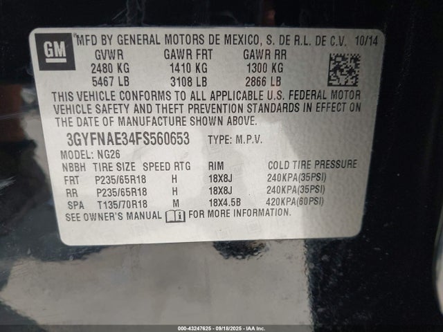 2015 CADILLAC SRX 3GYFNAE34FS560653 Photo 8