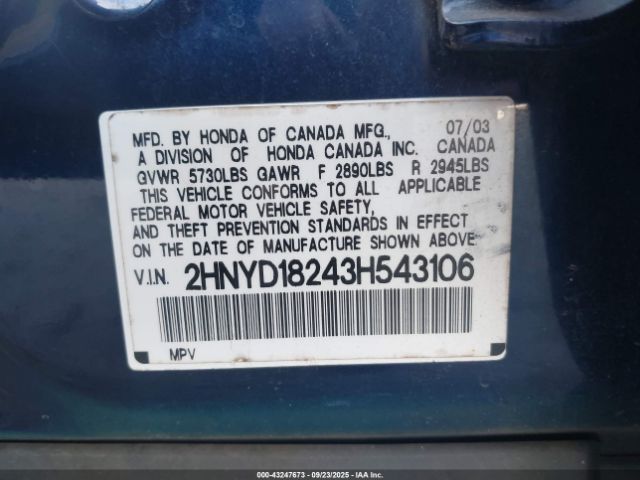 2003 ACURA MDX 2HNYD18243H543106 Photo 8