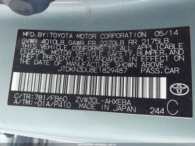 Toyota Prius Three 2014 JTDKN3DU8E1829487 Image 25
