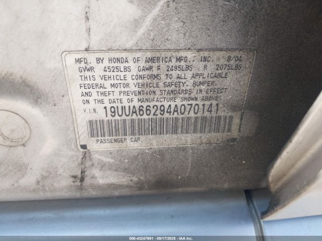 2004 ACURA TL 19UUA66294A070141 Photo 8
