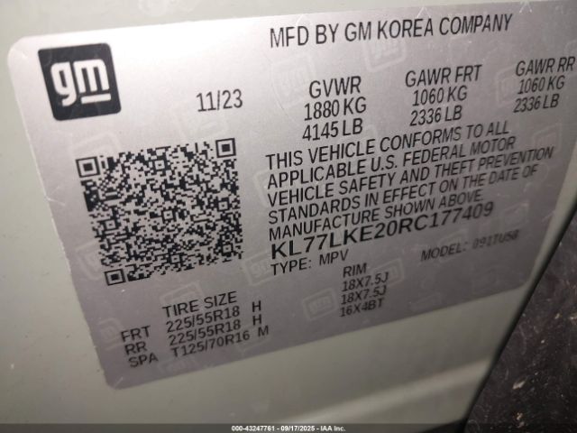 2024 CHEVROLET TRAX KL77LKE20RC177409 Photo 8