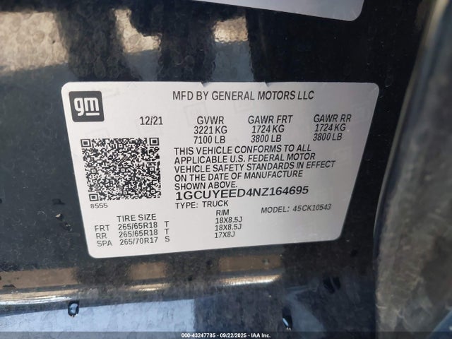 1GCUYEED4NZ164695 Chevrolet l84