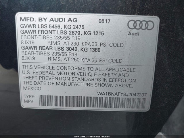2018 AUDI Q5 WA1BNAFY8J2042297 Photo 8