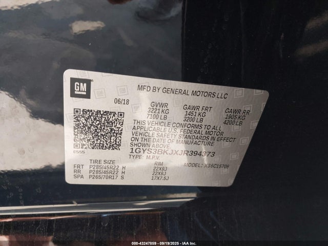 2018 CADILLAC ESCALADE 1GYS3BKJXJR394373 Photo 8