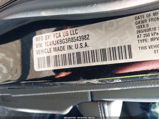1C4RJKBG3R8543982 Jeep Grand Cherokee L Limited 4x4