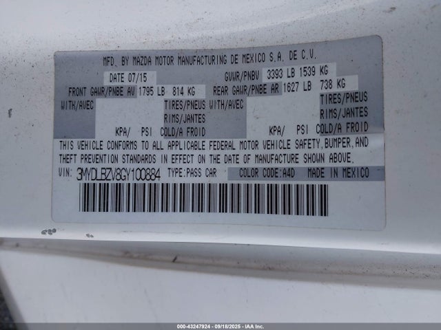 3MYDLBZV8GY100884 Scion p5v