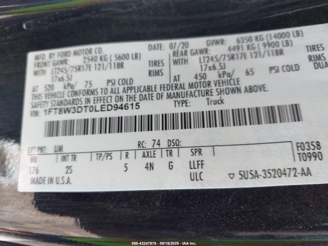 Ford 2020 2020 1FT8W3DT0LED94615 Image 8