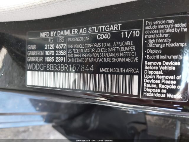 2011 MERCEDES-BENZ C 300 WDDGF8BB3BR157844 Photo 8