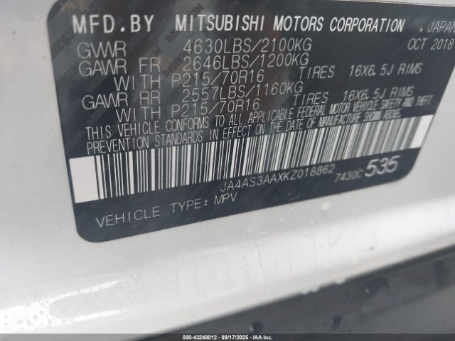 2019 MITSUBISHI ECLIPSE CROSS JA4AS3AAXKZ018862 Photo 8