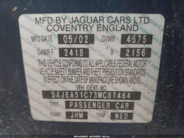 2003 JAGUAR X-TYPE SAJEA51C73WC87464 Photo 8