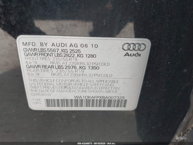 2011 AUDI Q5 WA1DKAFPXBA007325 Photo 8