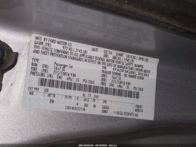 1FADP3K28EL300393 Ford Focus