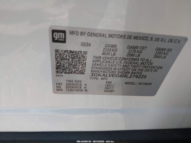 3GKALVEG6RL274225 GMC lsd