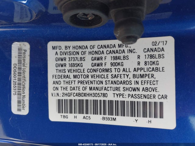 Honda k20c2 2017 2HGFC4B0XHH305780 Image 9