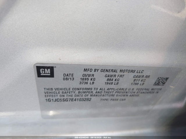 Chevrolet lwe 2014 1G1JC5SG7E4103282 Image 9