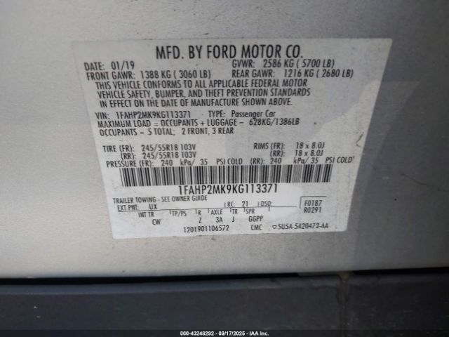 2019 FORD POLICE INTERCEPTOR 1FAHP2MK9KG113371 Photo 8