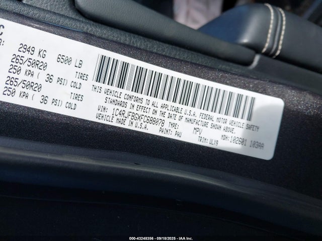 1C4RJFBGXFC688078 Jeep Grand Cherokee