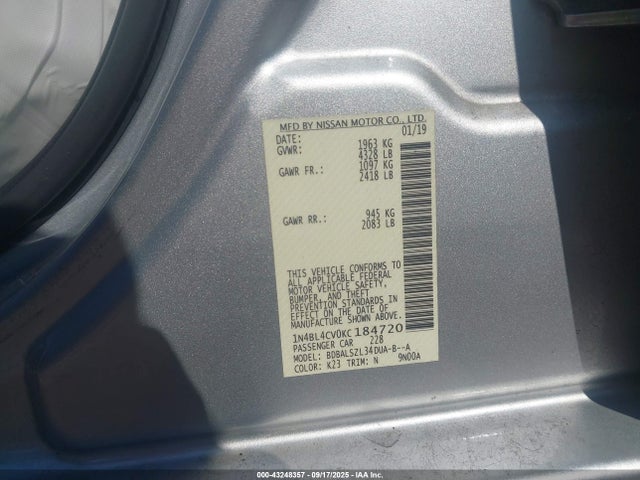 Nissan Altima 2019 1N4BL4CV0KC184720 Image 9