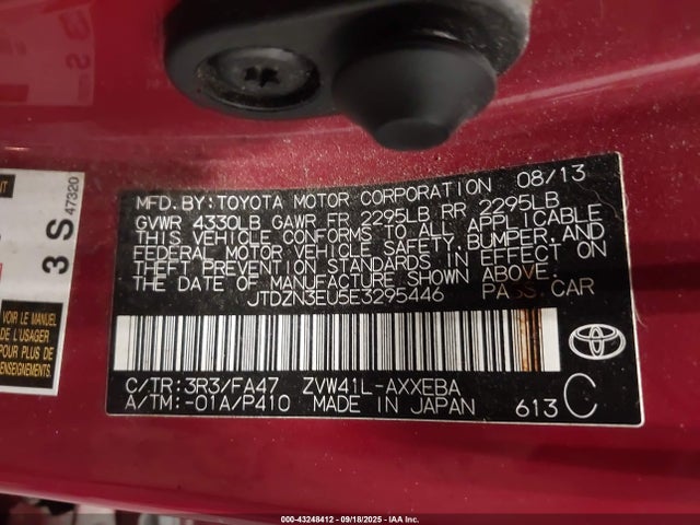 Toyota 2zr-fxe+5jm 2014 JTDZN3EU5E3295446 Image 9