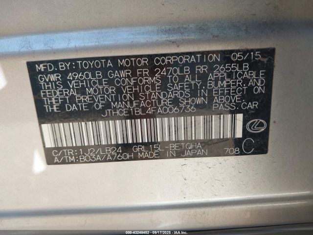 2015 LEXUS GS 350 JTHCE1BL4FA006736 Photo 8