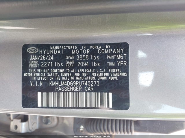 KMHLM4DG9RU743273 Hyundai mpi nu pe