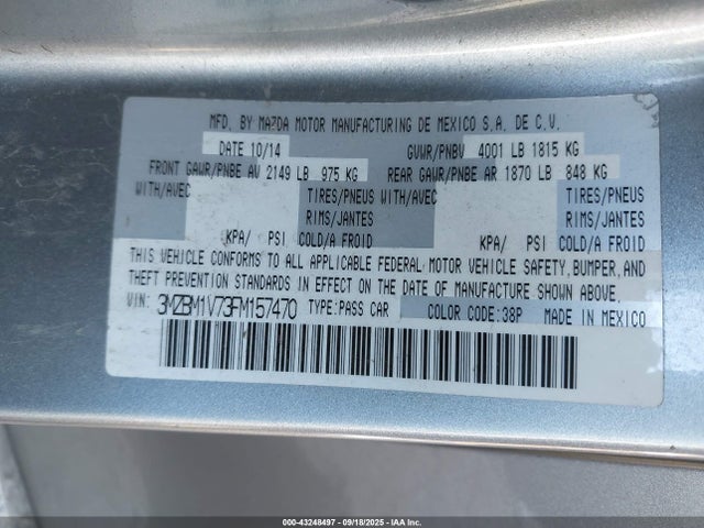 3MZBM1V73FM157470 Mazda pe