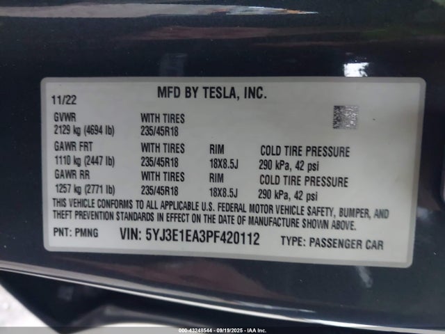 2023 TESLA MODEL 3 5YJ3E1EA3PF420112 Photo 8