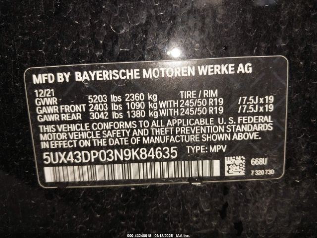 2022 BMW X3 5UX43DP03N9K84635 Photo 8