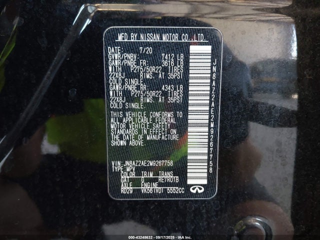 Infiniti 2021 2021 JN8AZ2AE2M9267758 Image 9
