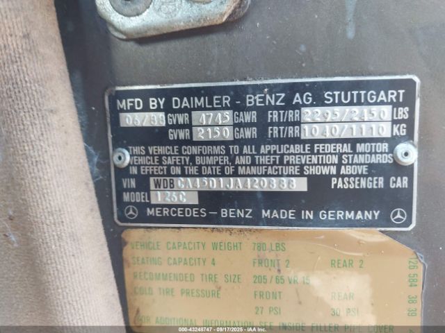 1988 MERCEDES-BENZ 560 WDBCA45D1JA420888 Photo 8