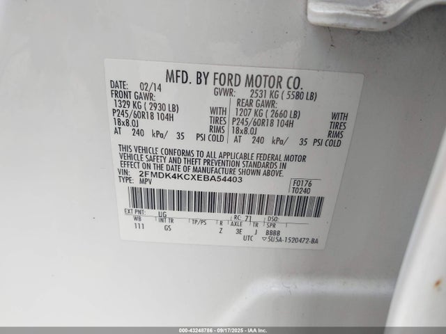 Ford 2014 2014 2FMDK4KCXEBA54403 Image 9