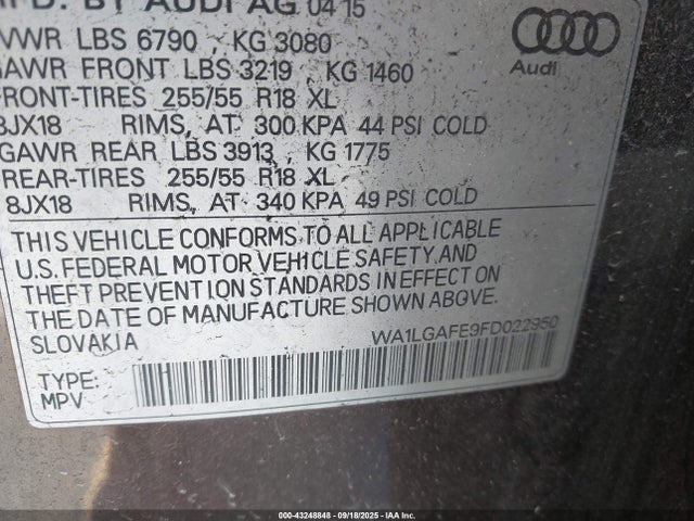 2015 AUDI Q7 WA1LGAFE9FD022950 Photo 8