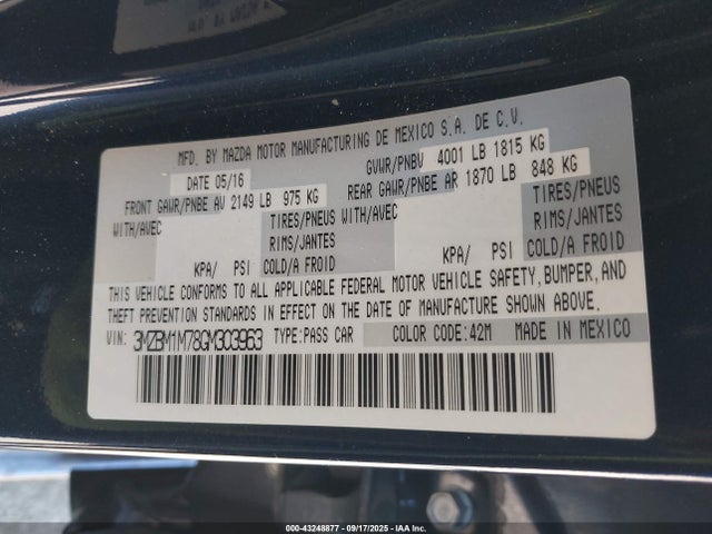 3MZBM1M78GM303963 Mazda pe