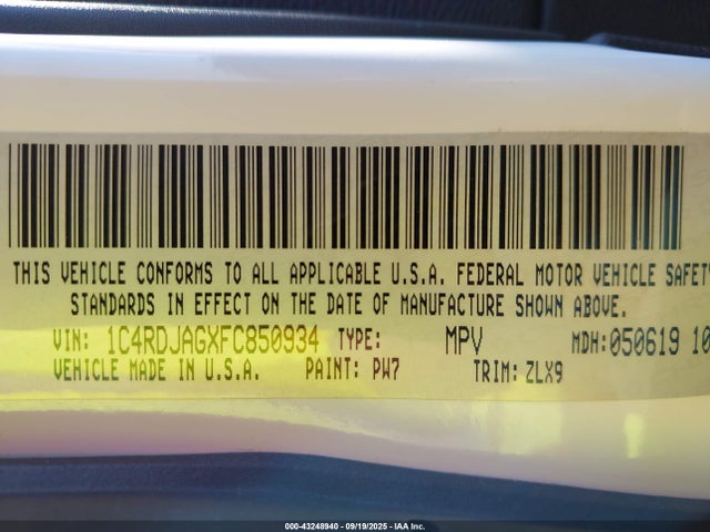 Dodge 2015 2015 1C4RDJAGXFC850934 Image 9
