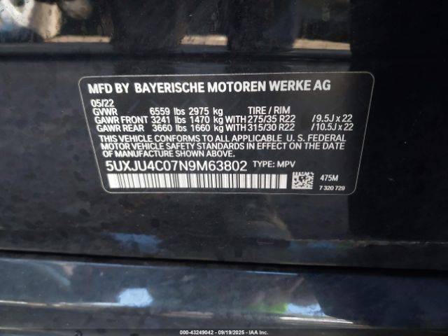 2022 BMW X5 5UXJU4C07N9M63802 Photo 8