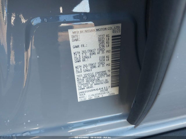 Nissan Frontier 2023 1N6ED1EK8PN644317 Image 9