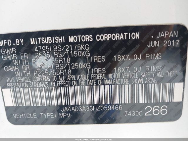 2017 MITSUBISHI OUTLANDER JA4AD3A33HZ059466 Photo 8