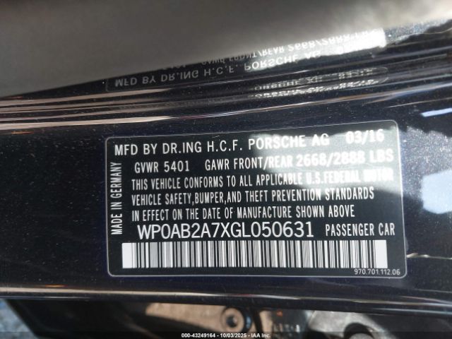 2016 PORSCHE PANAMERA WP0AB2A7XGL050631 Photo 8