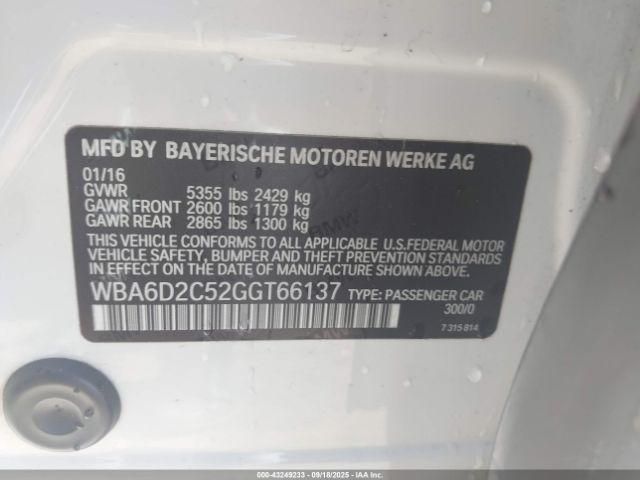 2016 BMW 640I GRAN COUPE WBA6D2C52GGT66137 Photo 8