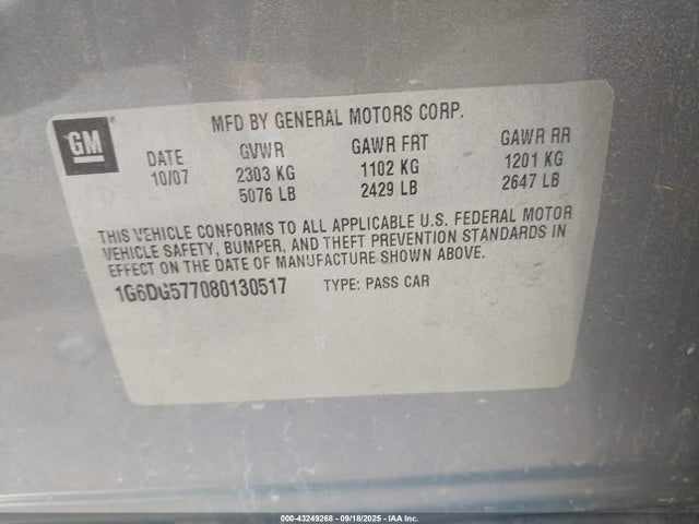 2008 CADILLAC CTS 1G6DG577080130517 Photo 8