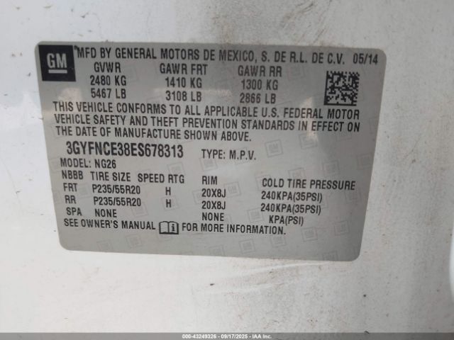 2014 CADILLAC SRX 3GYFNCE38ES678313 Photo 8