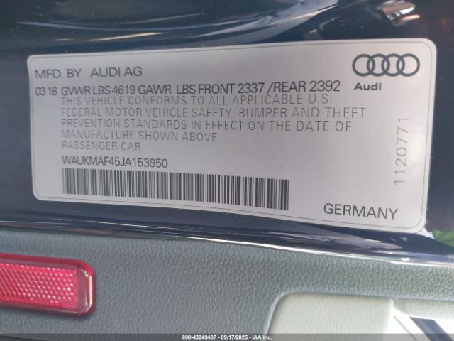 2018 AUDI A4 WAUKMAF45JA153950 Photo 8