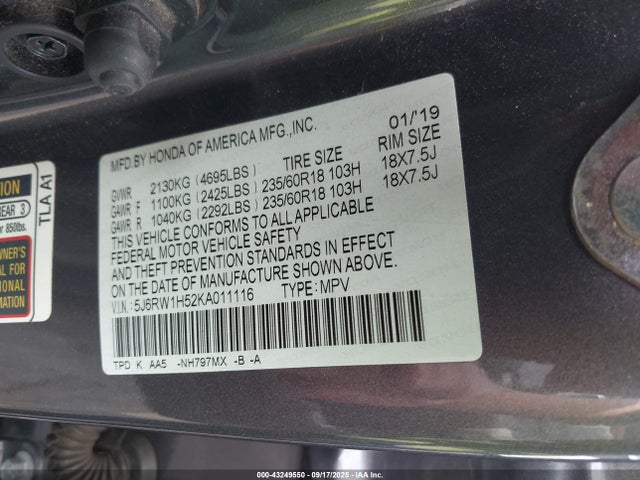 5J6RW1H52KA011116 Honda l15be