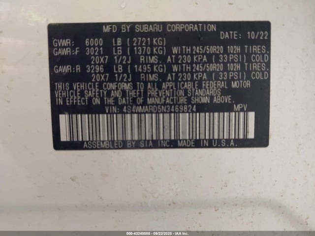 4S4WMARD5N3469824 Subaru 2022