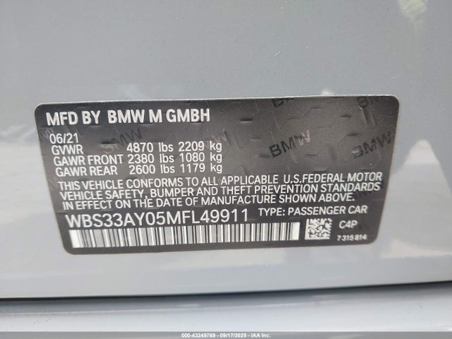 2021 BMW M3 WBS33AY05MFL49911 Photo 8